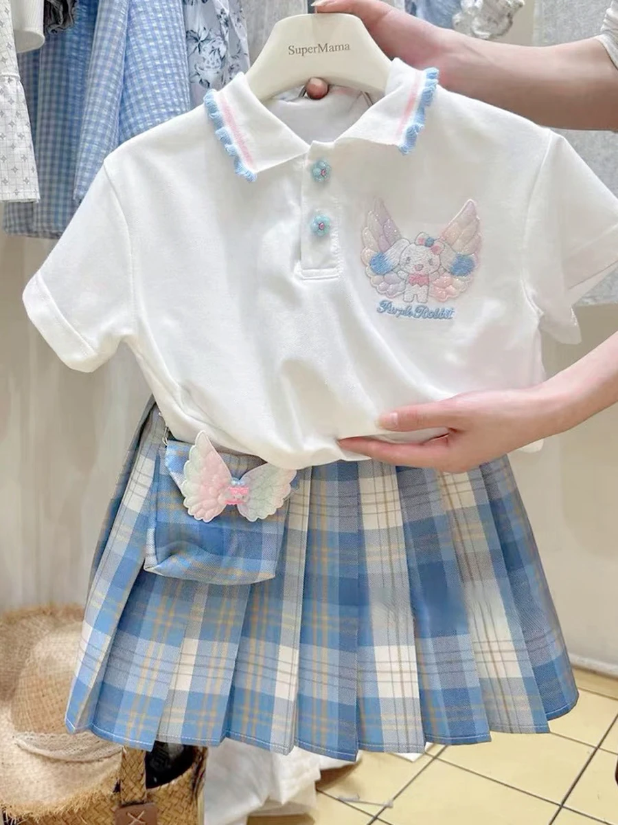 Girls' Summer JK Uniform Short Sleeve Dress Set Cute Baby Kuroko's Uniform Cotton Fabric School Style Children's Outfit Set - Image 3