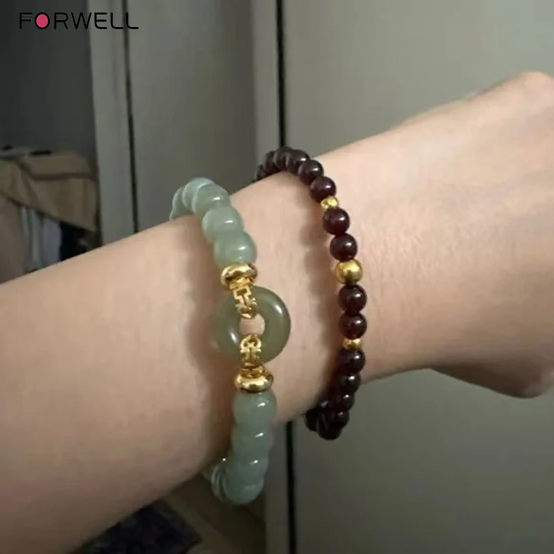 FORWELL High Guality Designer Bracelet Jade Bead Bracelet for Women Natural Gemstone Jadeite Fashion Jewelry Gift for Girls - Image 4