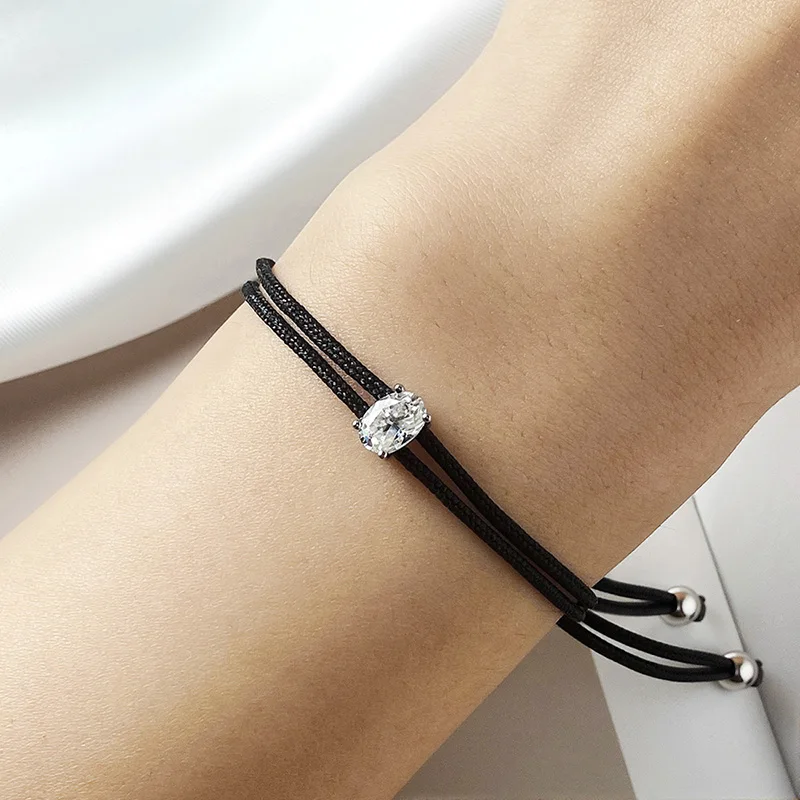 Smyoue Oval Cut 5*7mm Moissanite Bracelets Braided-rope Chain for Women Girls Birthday Gift Pure Silver S925 Bracelet Wholesale - Image 6