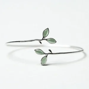 925 Sterling Silver Bracelet Bangle Simple Green Leaf Elegant Nature For Woman Girl Fashion Jewelry Gift Dropship Wholesale