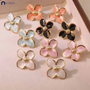 New Temperament Flower Earrings for Women Girls Sweet Korean Fashion Gold Color Crystal Zircon Party Accessories