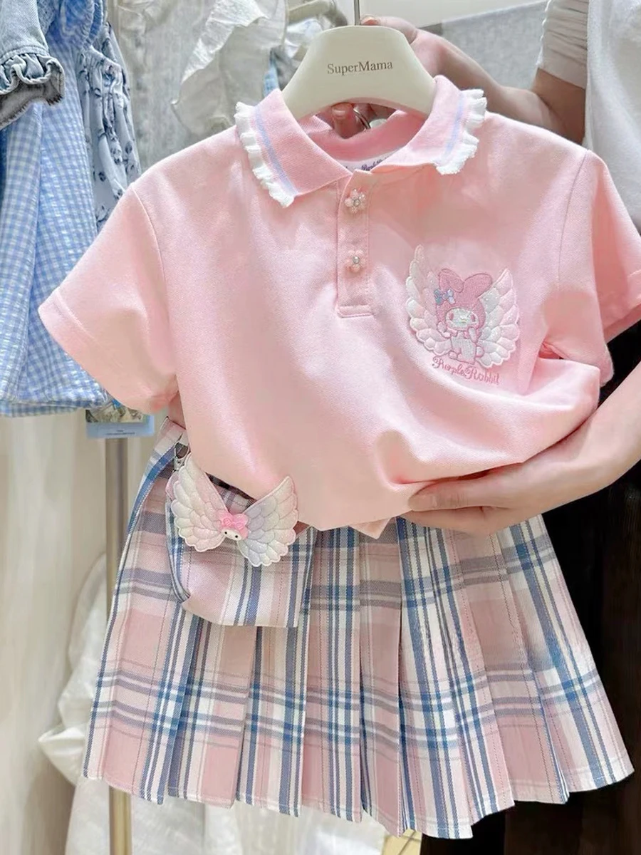 Girls' Summer JK Uniform Short Sleeve Dress Set Cute Baby Kuroko's Uniform Cotton Fabric School Style Children's Outfit Set - Image 4