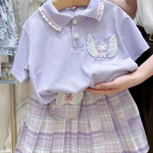 Girls' Summer JK Uniform Short Sleeve Dress Set Cute Baby Kuroko's Uniform Cotton Fabric School Style Children's Outfit Set