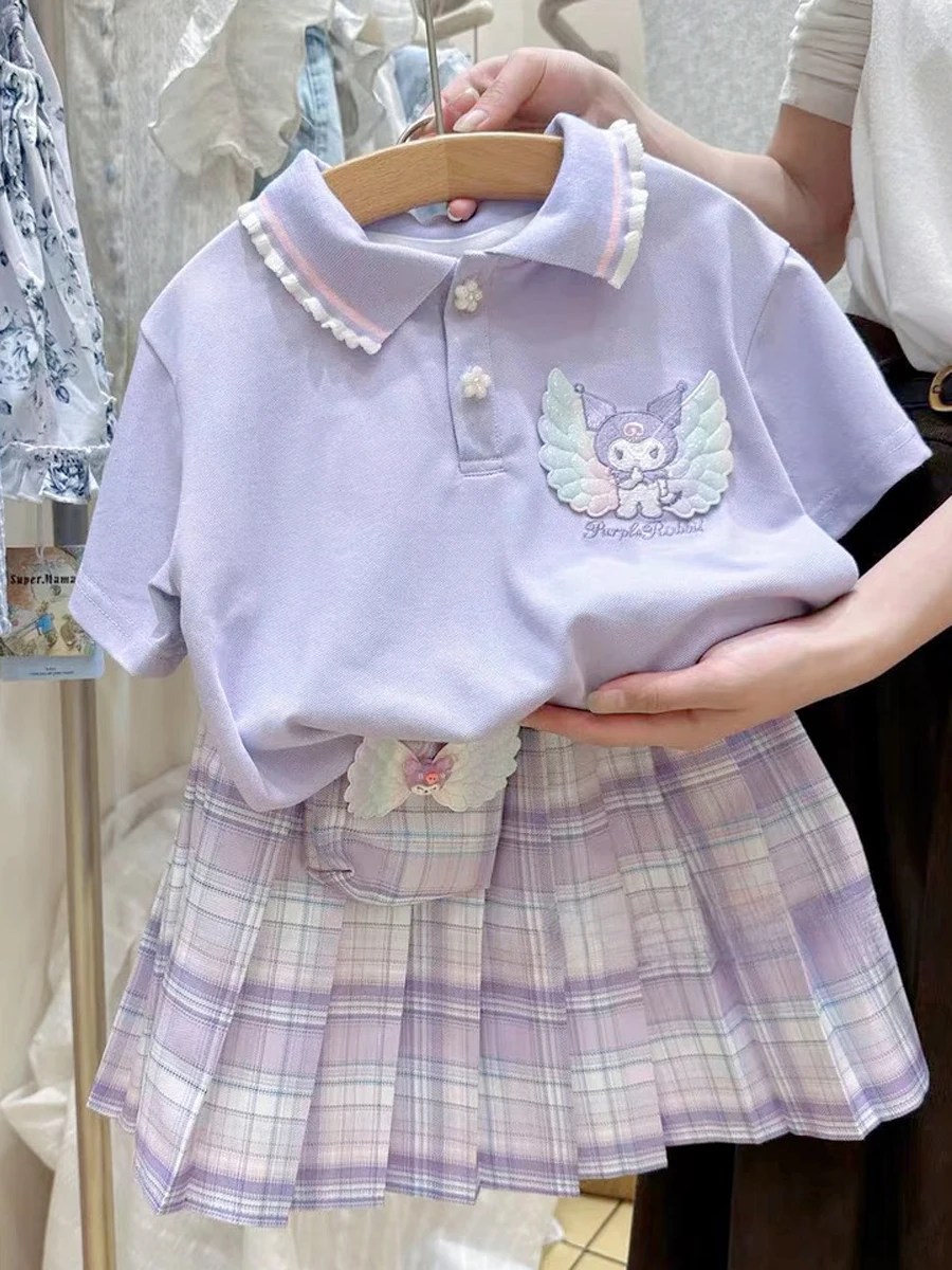 Girls' Summer JK Uniform Short Sleeve Dress Set Cute Baby Kuroko's Uniform Cotton Fabric School Style Children's Outfit Set