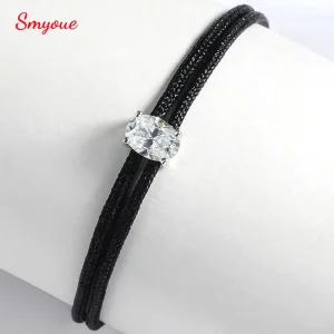 Smyoue Oval Cut 5*7mm Moissanite Bracelets Braided-rope Chain for Women Girls Birthday Gift Pure Silver S925 Bracelet Wholesale