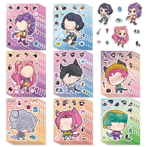 8/16/24PCS Cute Anime POP Make a Face Stickers DIY Handicrafts Waterproof Puzzle Reward Stationery Cartoon Stickers- KK