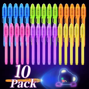 10pcs Invisible Ink Pen Magic Pen with UV Light Disappearing Ink Pens for Kids Party Favors Classroom Prizes Secret Message
