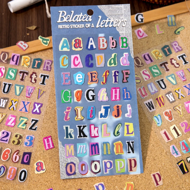 Journal GO 2pcs English Alphabet Number Symbol Stickers Vintage Scrapbook Aesthetic Journaling Supplies Kit Retro Letter Sticker - Image 4