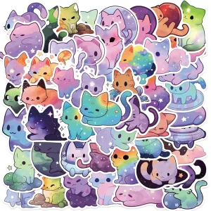 10/30/50PCS Cute Starry Sky Cat PVC Sticker Aesthetic Stationery Decoration Scrapbooking School Supplies