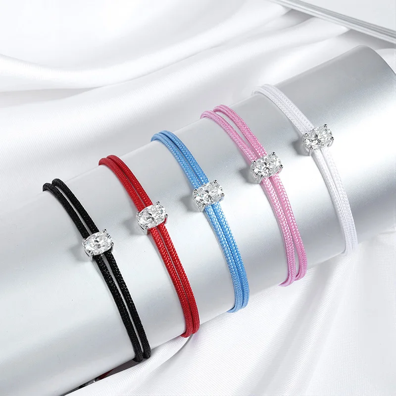 Smyoue Oval Cut 5*7mm Moissanite Bracelets Braided-rope Chain for Women Girls Birthday Gift Pure Silver S925 Bracelet Wholesale - Image 2