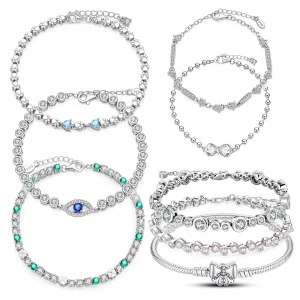 Hot Sales Colors S925 Sterling Silver Tennis Bracelets Zirconia Women Fashion Simple Engagement Wedding Jewelry Couple Gifts