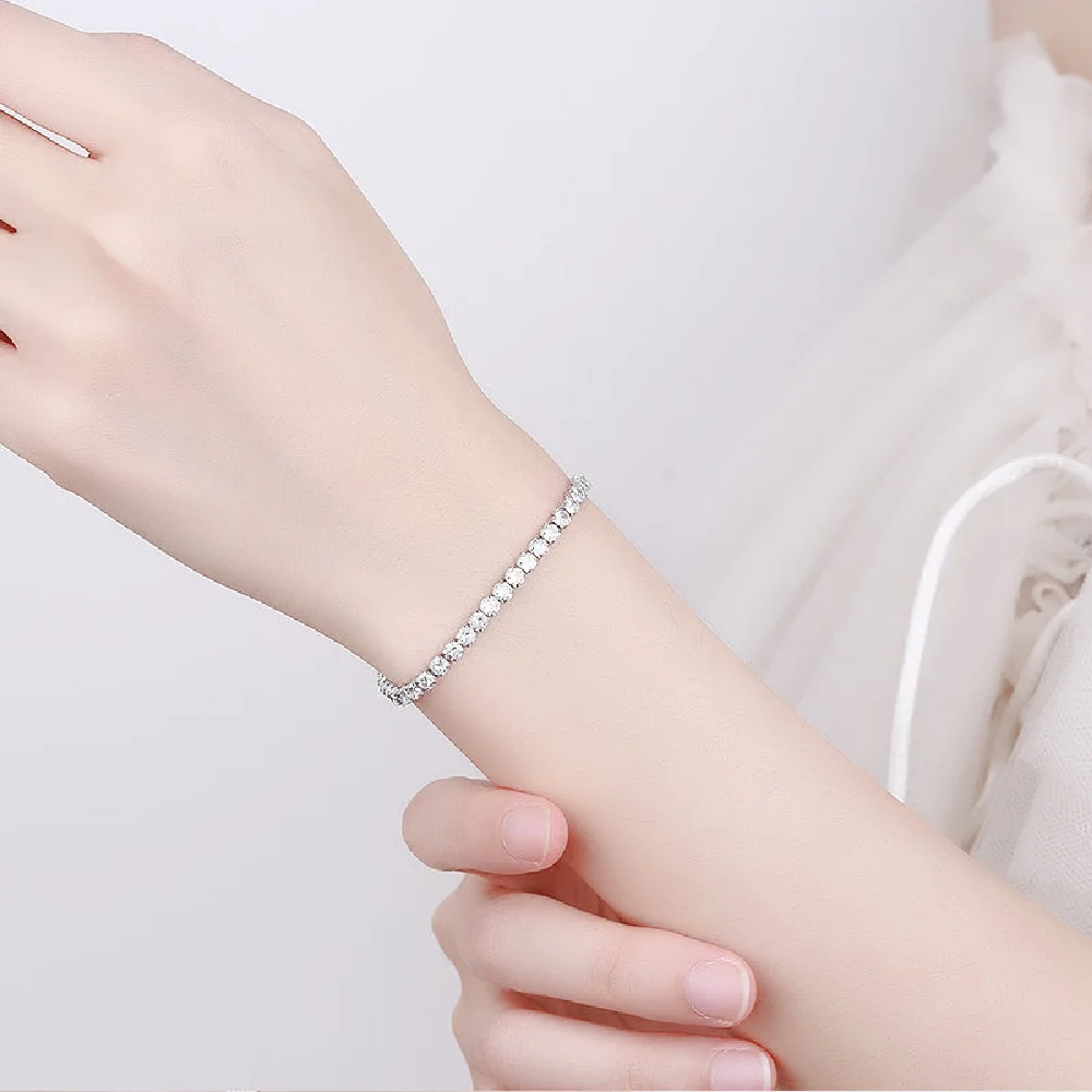 925 Sterling Silver Tennis Bracelet 4mm Niche Light Luxury Zircon Star Bracelet Net Celebrity Style Fashion Exquisite Jewelry - Image 4